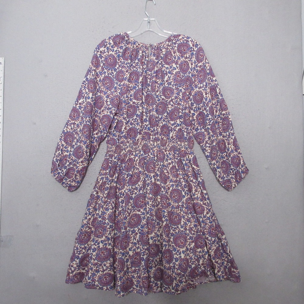 J Crew Dress MT Linen Palermo Smocked Waist Floral Bouquet Boho Cottage Core - Picture 2 of 11